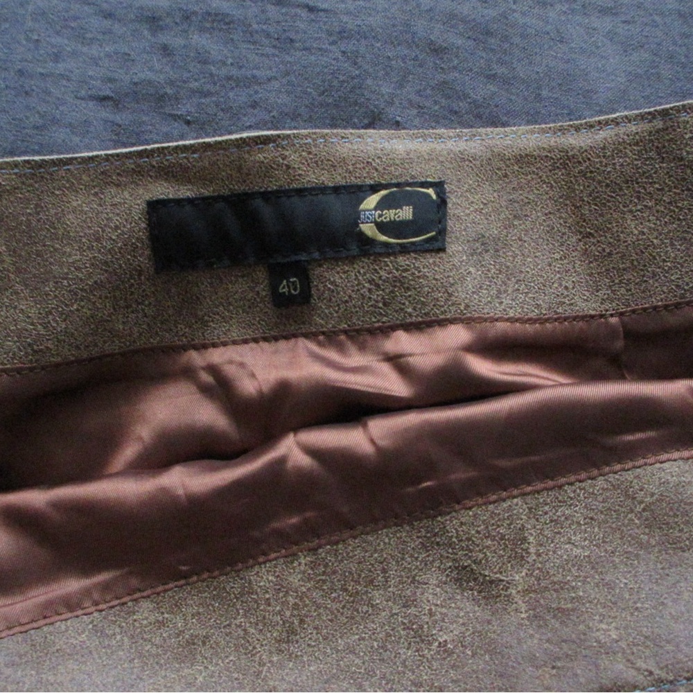 Just Cavalli Distressed Leather Panel Pencil Skirt - Picture 3 of 5